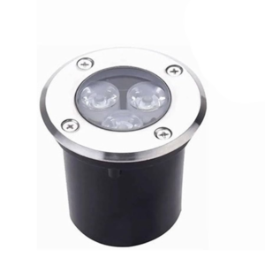 EP-3x1-27 EMPOTRADO PISO,3x1W,85-265V,IP67,45°, Dia. Corte 4" (10 cm), Blanco Calido 2700°K