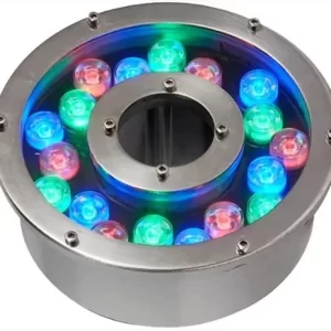 AF-9x3-RGBW-5-30 ARO DE FUENTE, 9x3W, RGBW (3000°K) 4 CHIPS, 12Vcd, 5 HILOS, IP68, 3M DE CABLE