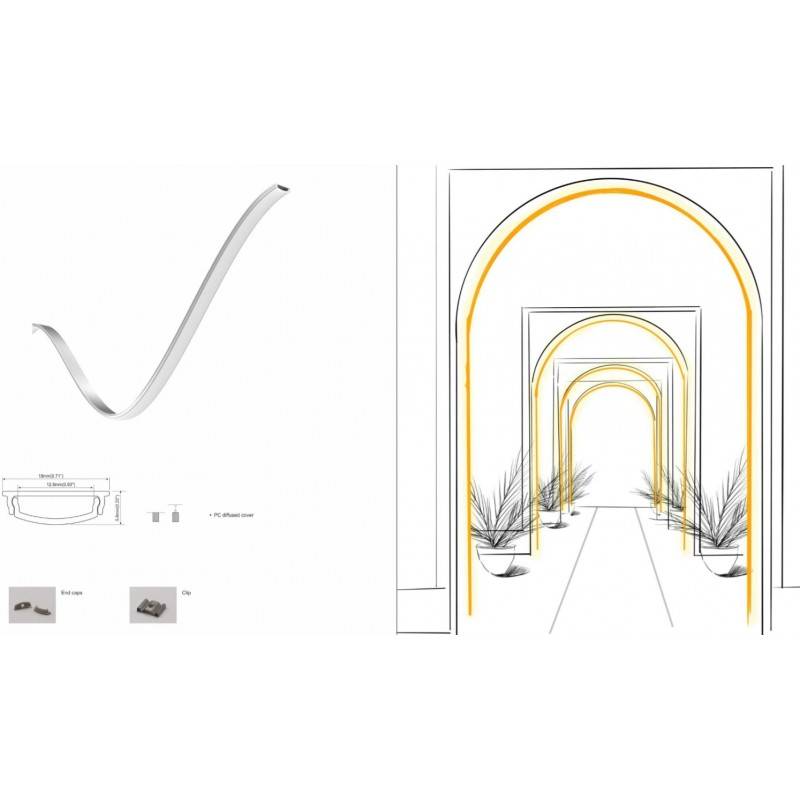 Perfil de Aluminio Flexible LED 14x3.8mm </ul> Cubierta Frost para COB </ul> CA-1404-F-S - Imagen 5