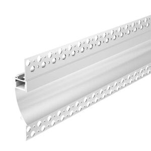 CA-BM-4719-Y Perfil de aluminio blanco con PC blanco tipo bañador de muros de 96 x 19 X 2020 mm para tira de hasta 13 mm de ancho, enyesable para muro