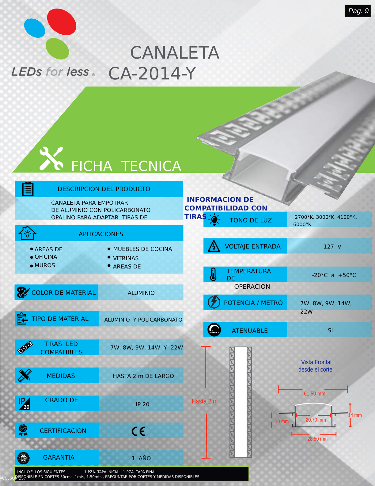 Perfil de aluminio para empotrar slim de 21x14mm con cubierta frost. Perfil de aluminio para empotrar slim de 21x14mm con cubierta frost.