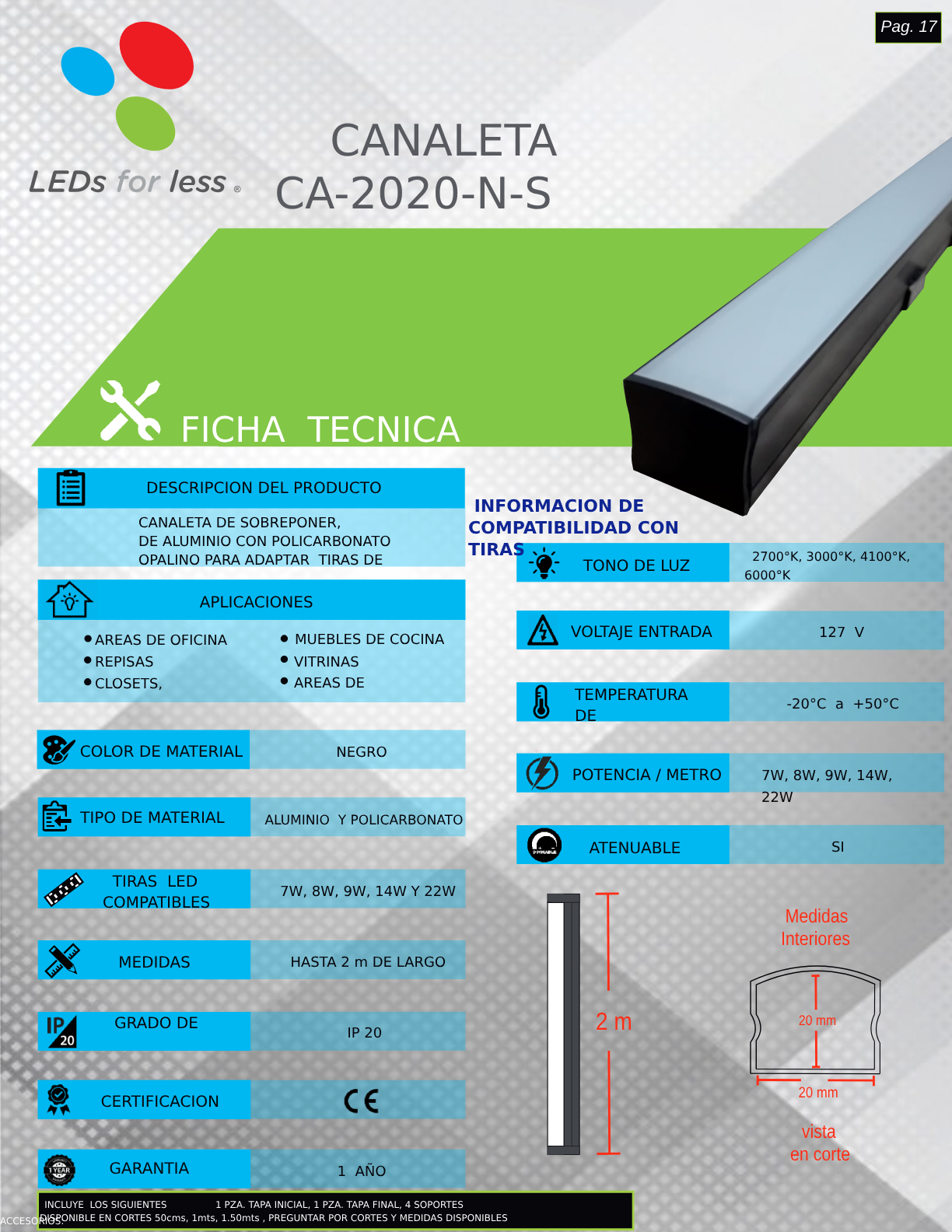 Perfil de aluminio color negro para sobreponer de 24x21mm con cubierta frost Perfil de aluminio color negro para sobreponer de 24x21mm con cubierta frost