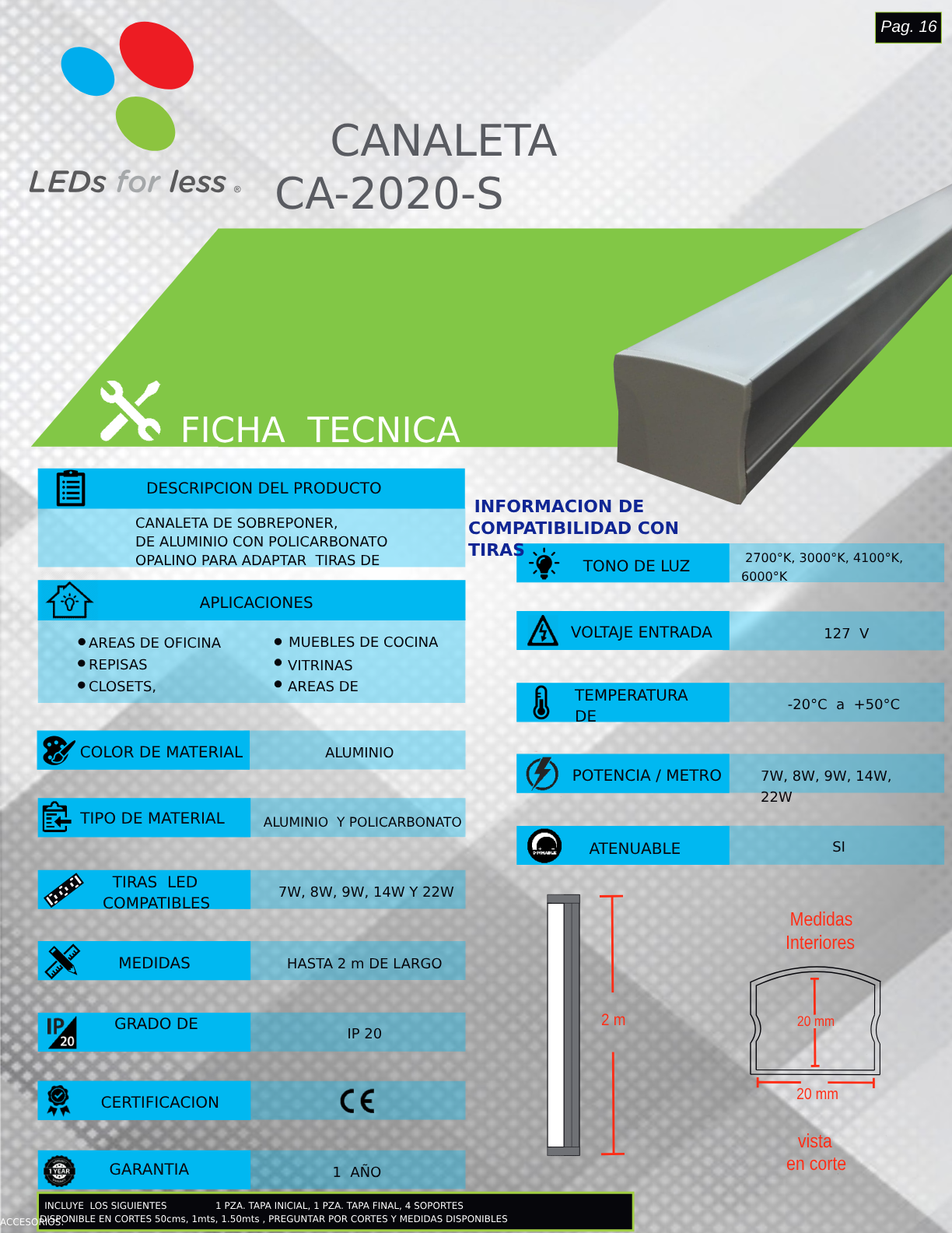 Perfil de aluminio color plata para sobreponer de 24x21mm con cubierta frost. Perfil de aluminio color plata para sobreponer de 24x21mm con cubierta frost.